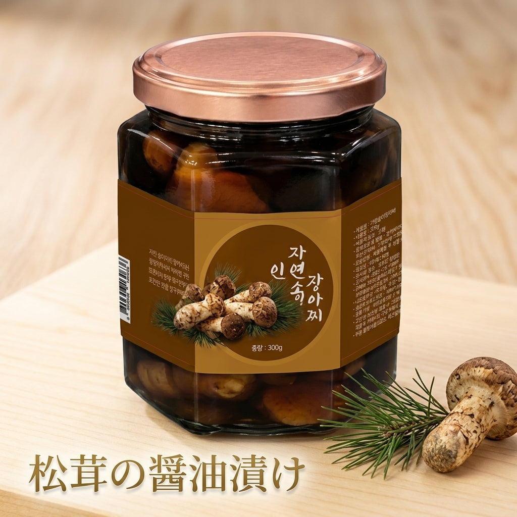 自然松茸の醤油漬け 300g まつたけ 韓国おかず ご飯のお供 ギフト
