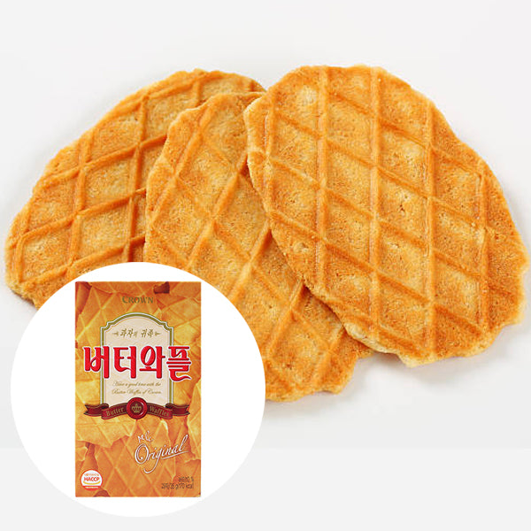 【クラウン】バターワッフル 35g サクサク バター風味 韓国お菓子