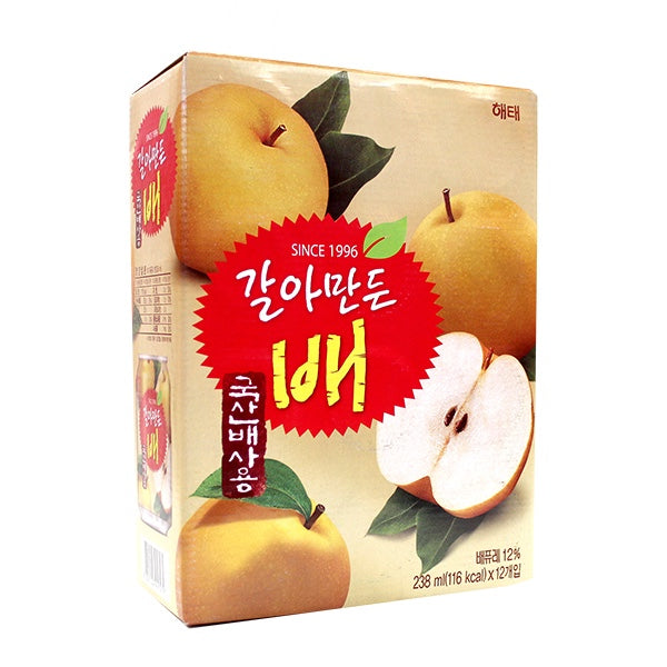 【ヘテ】すりおろし梨 ジュース 238ml×12個入 韓国梨ジュース 果肉入り みずみずしい甘さ