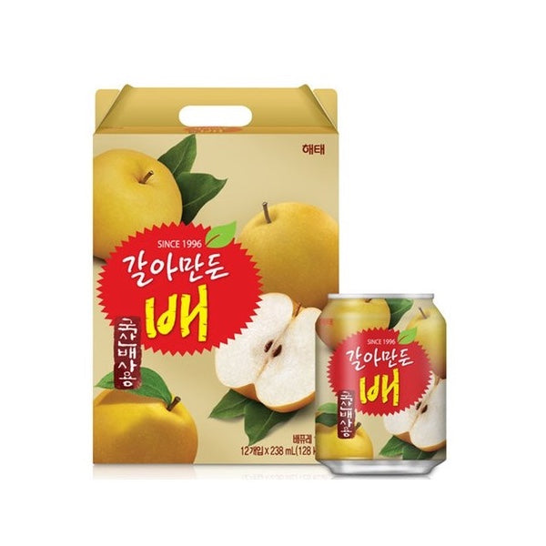 【ヘテ】すりおろし梨 ジュース 238ml×12個入 韓国梨ジュース 果肉入り みずみずしい甘さ