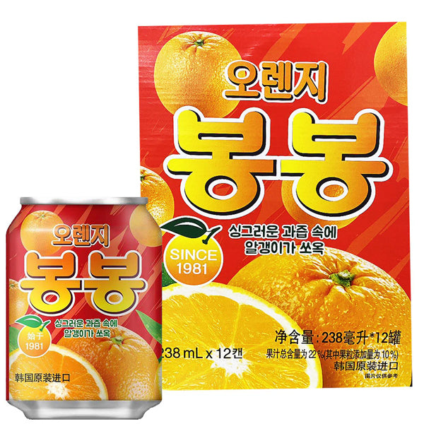 【ヘテ】オレンジ ボンボン 238ml 缶 つぶつぶ 果肉入り 韓国ジュース:韓国市場